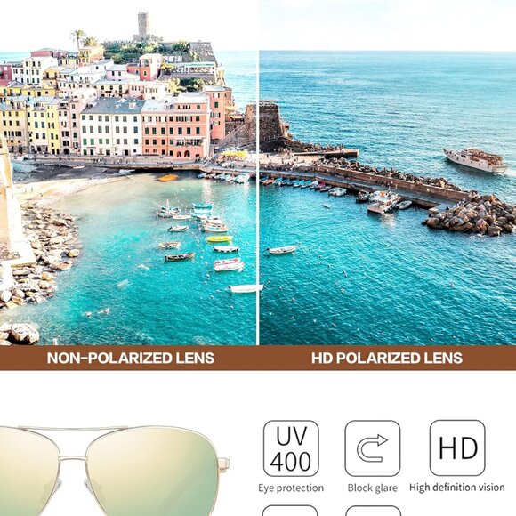 Women's Polarized Aviator Sunglasses Acetate Square UVProtection Retro Style - Picture 4 of 6